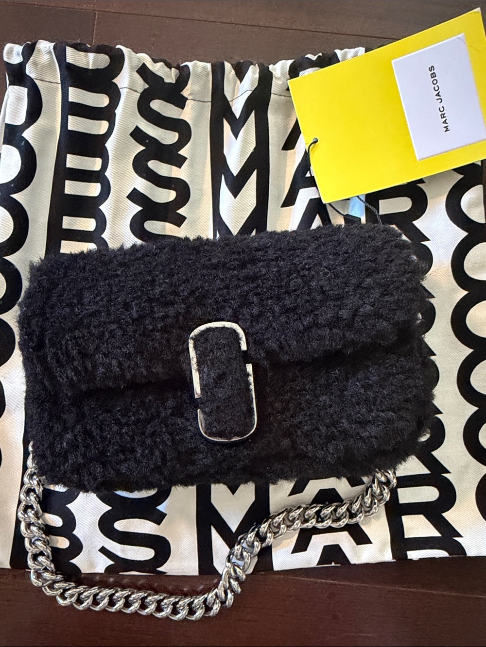 Marc Jacobs Black Sherpa Chain Shoulder Bag